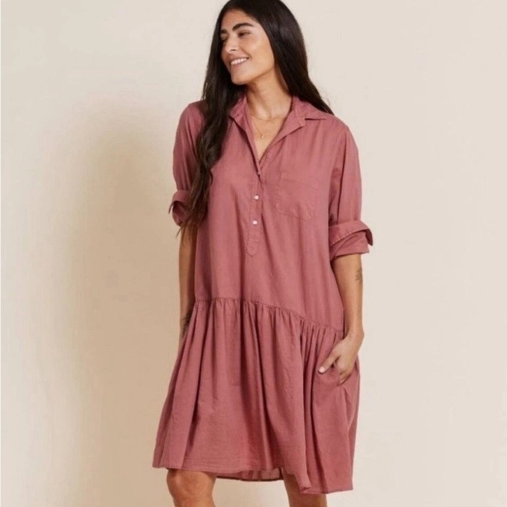 Frank & Eileen Grayson The Changemaker Pink Drop Waist Shirt Dress Red Large